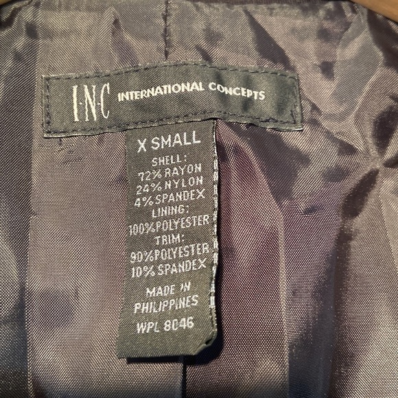 INC Long Black Velvet Ruffle Trimmed Jacket Size XS - Picture 4 of 10